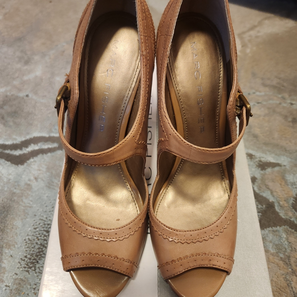 Marc Fisher Tan Peep-Toe Women's Shoes